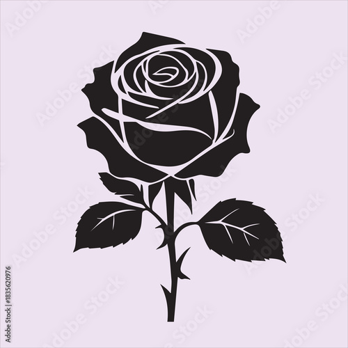  Creative rose silhouette vector design with a white background