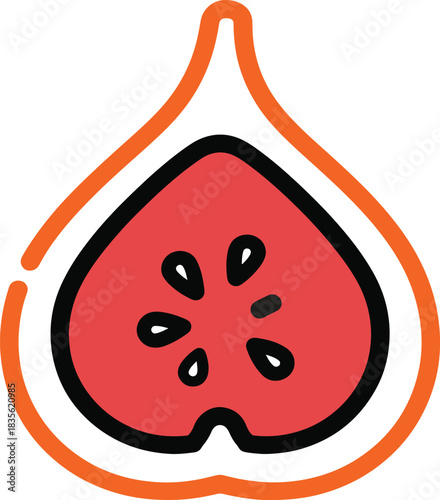 Simple Cartoon Fig Fruit Slice Illustration