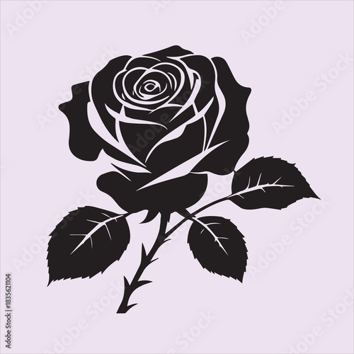 Creative rose silhouette vector design with a white background