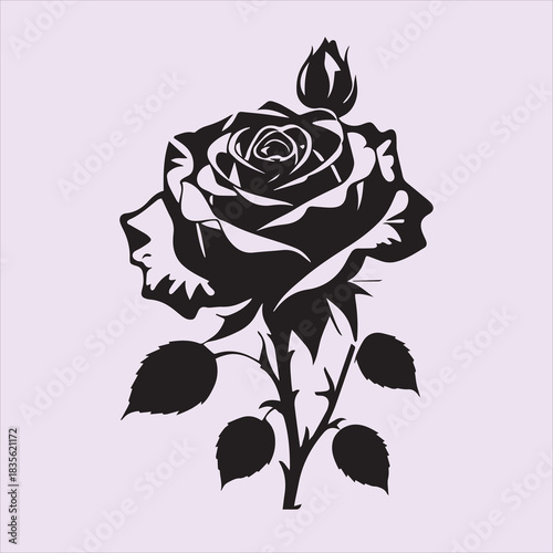  Creative rose silhouette vector design with a white background