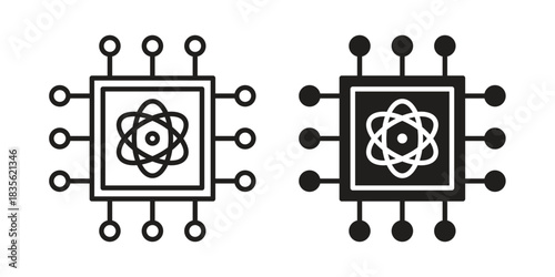 Quantum computing icon. Outline, Glyph and Filled Outline Style