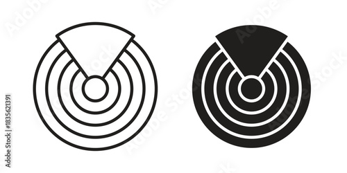 Radar detection icon. Outline, Glyph and Filled Outline Style