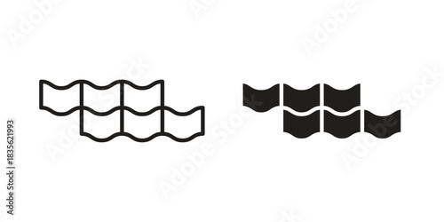 Roof tile icon. Outline, Glyph and Filled Outline Style