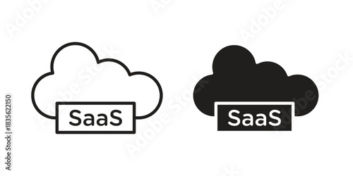SaaS icon. Outline, Glyph and Filled Outline Style