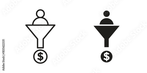Sales funnel icon. Outline, Glyph and Filled Outline Style