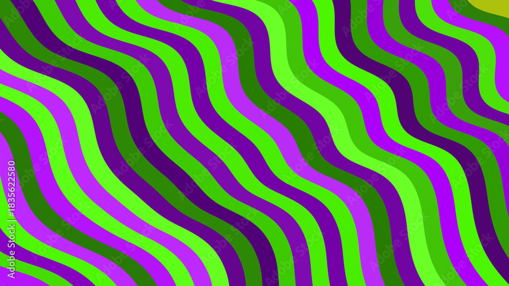 Naklejka premium Abstract Wavy Color Stripes Background with Geometric Pattern, Funky Art Print Design, Vector Wallpaper Texture