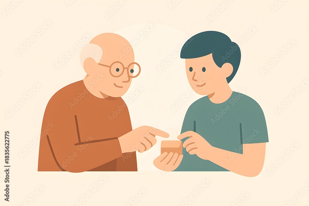 Obraz premium elder teaching young person a skill
