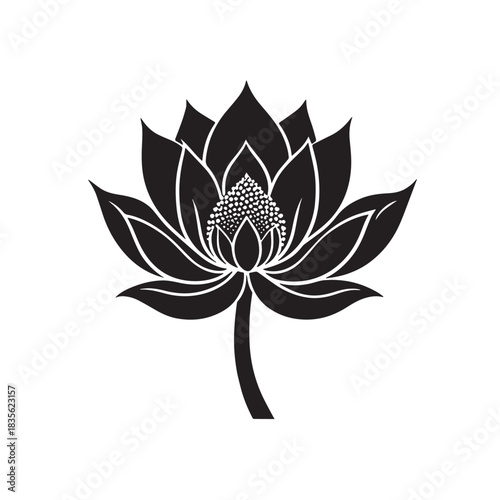 Modern Stylized Water Lily Vector Logo Icon For Clean Decorative Botanical And Spa Projects