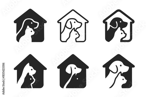 Animal House Logos. Breeder. Icon set. Set Logo of Breeder: Animal House. harmonious logo variations of the same emblematic concept, each with different