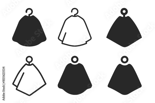 Barbershop Logos Collection. At the Barbershop. Icon set. Set Logo of At the Barbershop: Haircut Cape. harmonious logo variations of the same emblematic