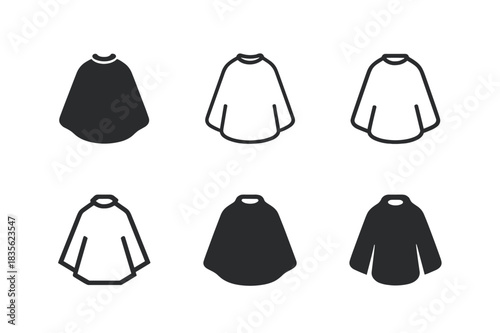 Barbershop Logos Collection. At the Barbershop. Icon set. Set Logo of At the Barbershop: Haircut Cape. harmonious logo variations of the same emblematic