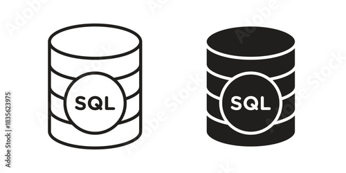 SQL icon. Outline, Glyph and Filled Outline Style