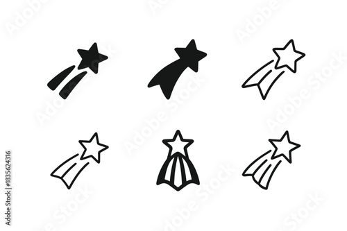 Comet Trail Logos. Wish. Icon set. Set Logo of wish: comet trail symbol. harmonious logo variations of the same emblematic concept, each with different