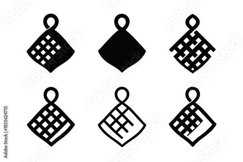 Cultural Hygiene Icons. Cultural approaches to hygiene. Icon set. Set Logo of cultural hygiene: woven cleansing cloth. harmonious logo variations of the same