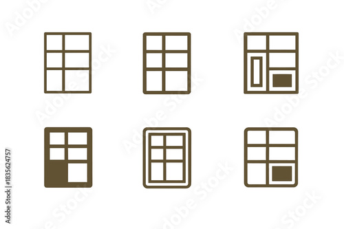 Custom Home Storage Icons. Creating custom-designed home storage solutions. Icon set. Set Logo of creating custom-designed home storage solutions: modular