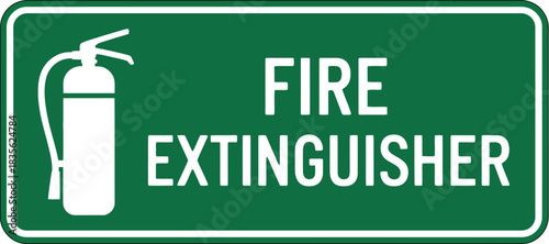 Fire extinguisher location sign emergency equipment safety tool protection device firefighting equipment green sign