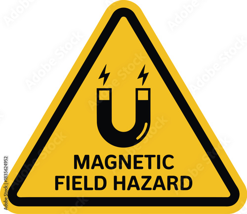 Magnetic field hazard sign vector illustration for safety warning caution danger area alert attention risk zone