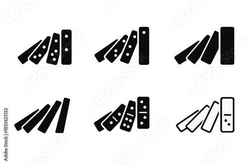 Domino Logo Variations. Unpredictable events. Icon set. Set Logo of unpredictable events: Falling dominoes. harmonious logo variations of the same emblematic