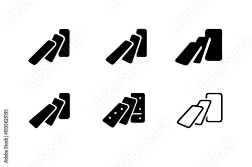 Domino Logo Variations. Unpredictable events. Icon set. Set Logo of unpredictable events: Falling dominoes. harmonious logo variations of the same emblematic