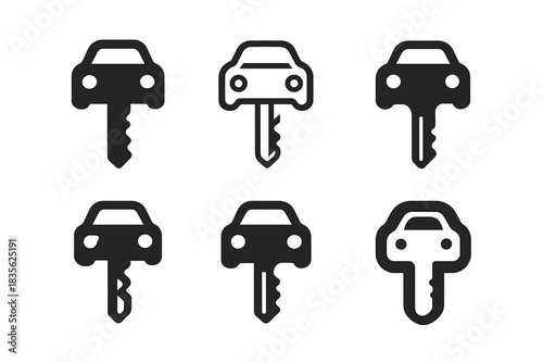 Driving Emblem Variations. Driving. Icon set. Set Logo of Driving: Car Key. harmonious logo variations of the same emblematic concept, each with different