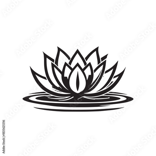 Modern Stylized Water Lily Vector Logo Icon For Clean Decorative Botanical And Spa Projects