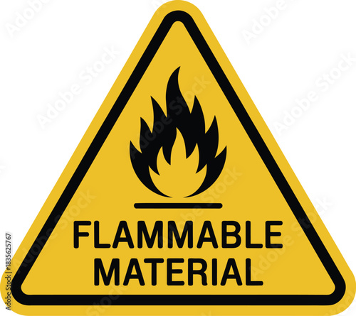Flammable material warning sign vector illustration safety caution hazard danger fire risk flammable