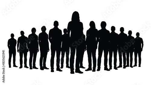 Group of people silhouettes isolated on white background, Vector