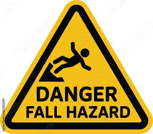 Danger fall hazard warning sign safety precaution slippery surface accident prevention workplace health and safety