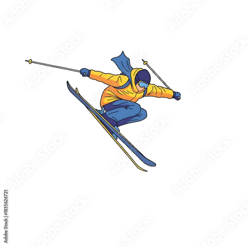 Ski Jump Vector Illustration – Freestyle Air Trick