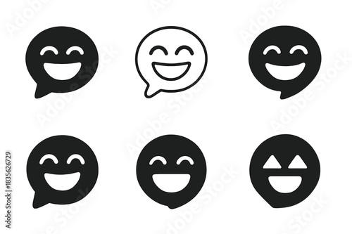 Humorous Icon Variations. Humorous Content. Icon set. Set Logo of Humorous Content: Laughter text bubble. harmonious logo variations of the same emblematic