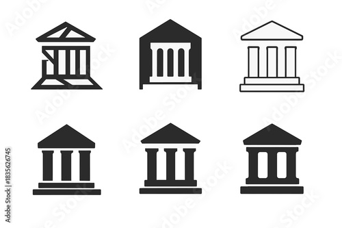 Iconic Heritage Logos. Cultural heritage sites. Icon set. Set Logo of cultural heritage sites: preserved historic landmark. harmonious logo variations of the