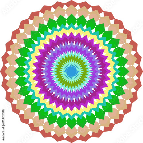 Geometric Pattern in Circular Shape with Vibrant Colors for Backgrounds and Designs on White Background