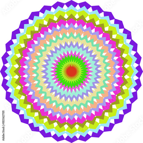 Geometric Mandala Design with Vibrant Colors Intricate Pattern and Abstract Illustration Decorative Art Backdrop