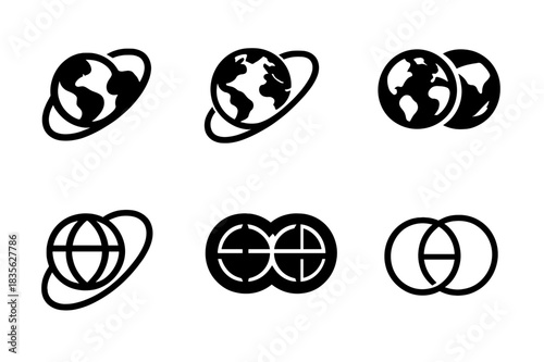 Multiverse Icon Set. Exploring parallel universes and the multiverse. Icon set. Set Logo of exploring parallel universes and the multiverse: Mirrored Earths