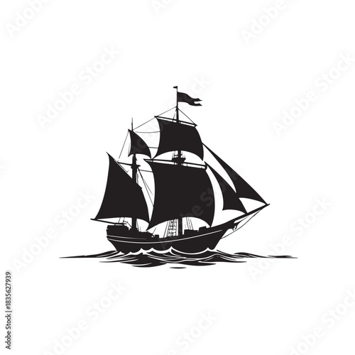 Modern Minimal Ship Silhouette Vector Logo Icon For Transportation Travel And Web Design