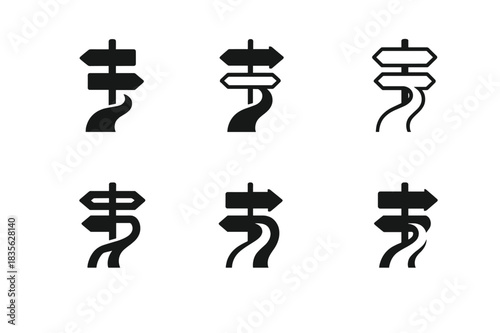 Organizational Change Logos. Guiding organizations through organizational change and transformation. Icon set. Set Logo of organizational change: Directional