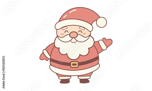 Cute cartoon Santa Claus waving hello, perfect for Christmas holiday designs