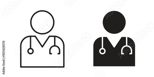 Woman Doctor icon. Outline, Glyph and Filled Outline Style