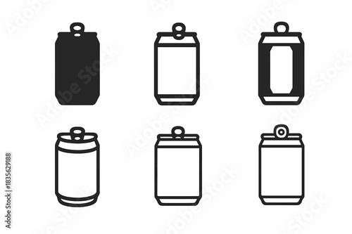 Soda Pop Logos. Soda pop. Icon set. Set Logo of soda pop: can with pull tab. harmonious logo variations of the same emblematic concept, each with different