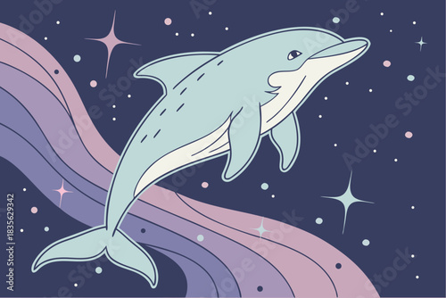 Minimalist watercolor galaxy nebula design with vibrant colors