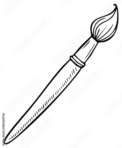 Simple hand drawn style black outline paintbrush illustration artistic creative tool