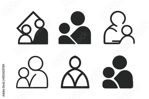 Teaching Moment Logos. Teaching moment. Icon set. Set Logo of teaching moment: Teacher and student silhouettes. harmonious logo variations of the