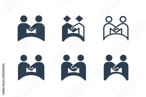 Trust and Loyalty Logos. Trust and loyalty in friendships. Icon set. Set Logo of trust and loyalty: bridge of connection. harmonious logo variations of the