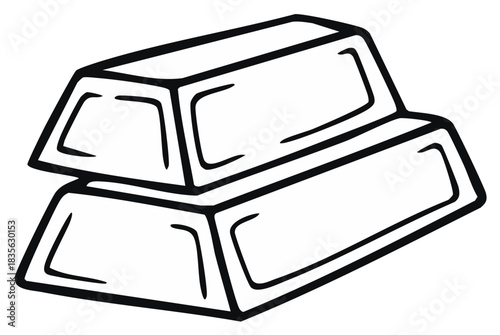 Vector outline drawing of two stacked gold bullion bars symbolizing wealth luxury and investment