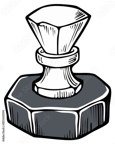 Retro Hand Stamp Seal for Official Document Approval Vector Illustration