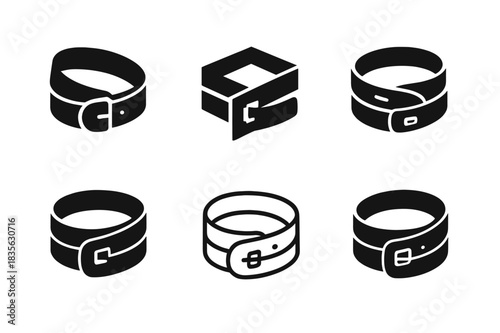 Wristband Logo Variations. Wristbands. Icon set. Set Logo of wristbands: leather wrap band. harmonious logo variations of the same emblematic concept, each
