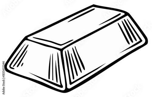 Simple hand drawn gold bar illustration outline for wealth and finance concepts