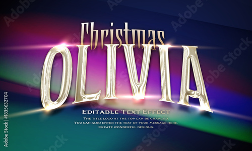 [Editable Text Effect Logo] ” Christmas Olivia  Logo” The title logo style is a Metallic logo style background perfect for Christmas design.