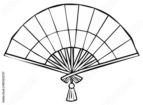 Elegant Handheld Folding Fan with Decorative Tassel Asian Style