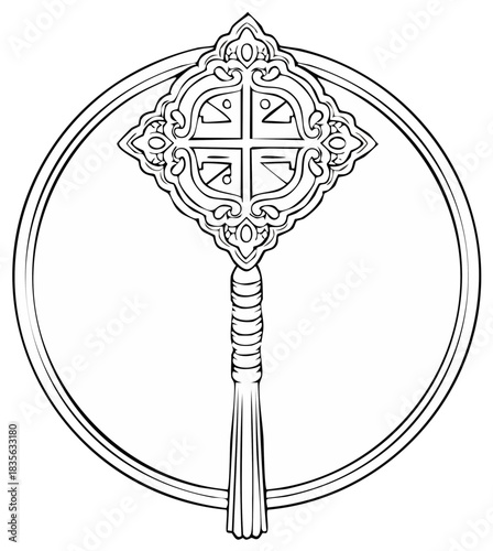 Eastern Christian Rhipidion Symbol Illustration Isolated on White